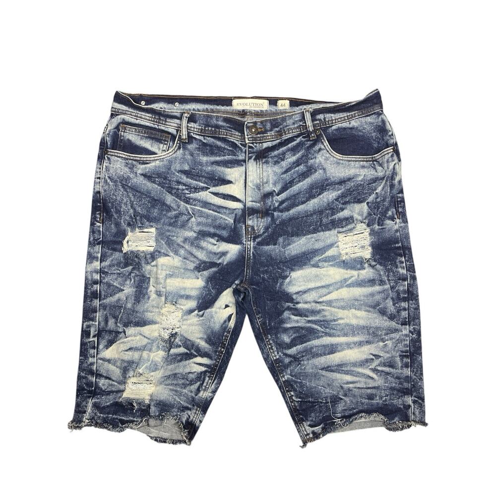 Evolution in Design Baggy Denim Shorts Men’s Size 44 Blue Distressed Relaxed Fit